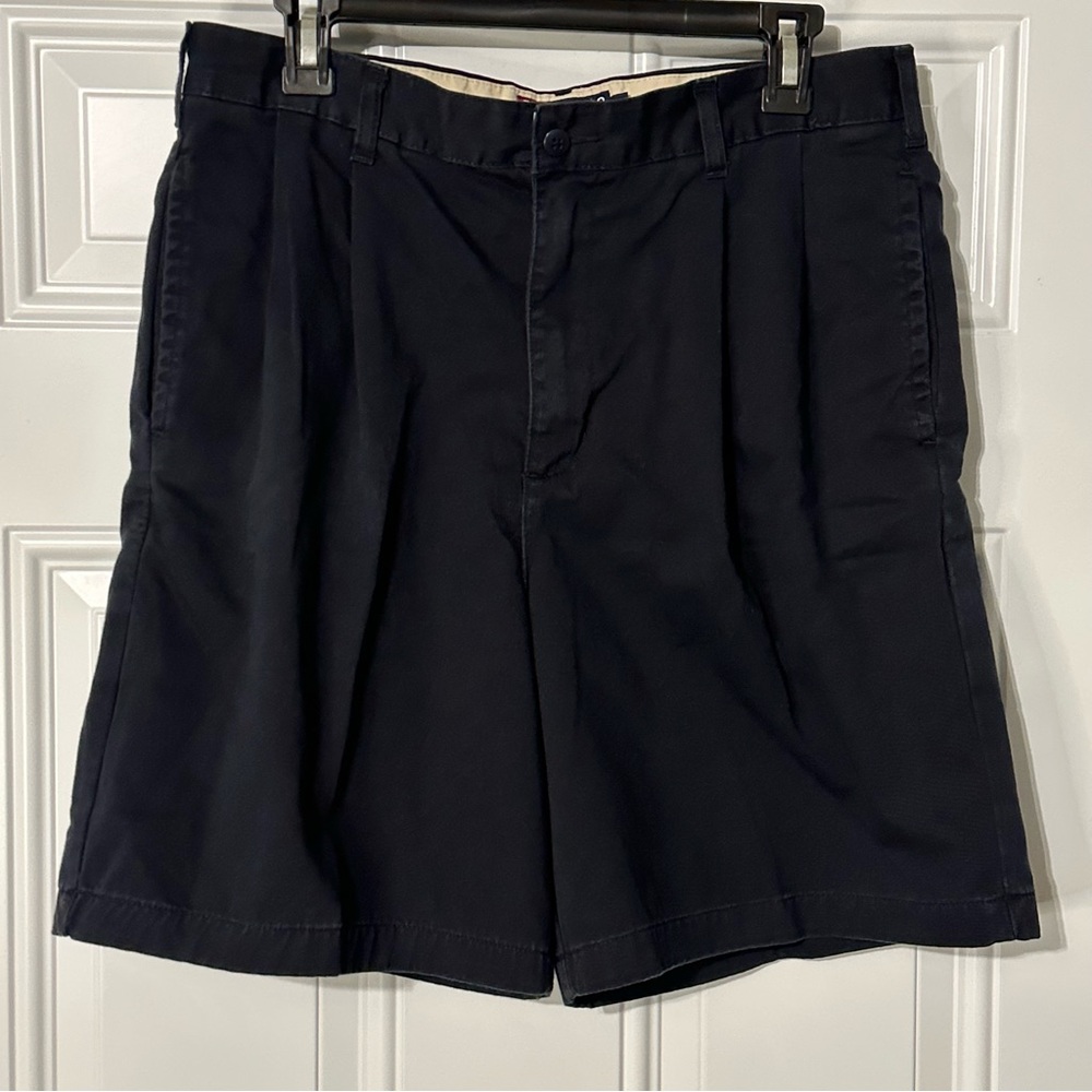 Chaps Ralph Lauren Pleated Chino Shorts Men's Size 34 Navy Pockets 7.5" Inseam